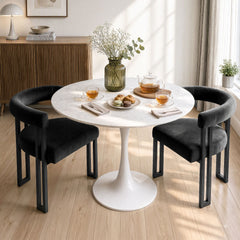 Artiss Dining Chairs Set of 2 Velvet Upholstered Barrel Chairs with Curved