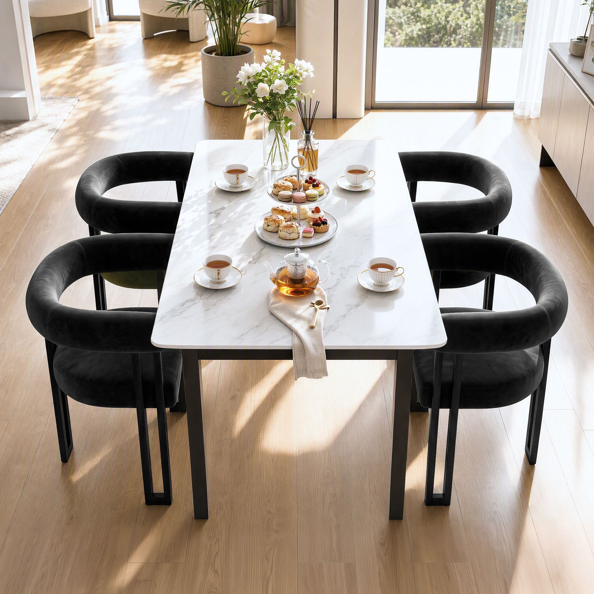 Artiss Dining Chairs Set of 2 Velvet Upholstered Barrel Chairs with Curved