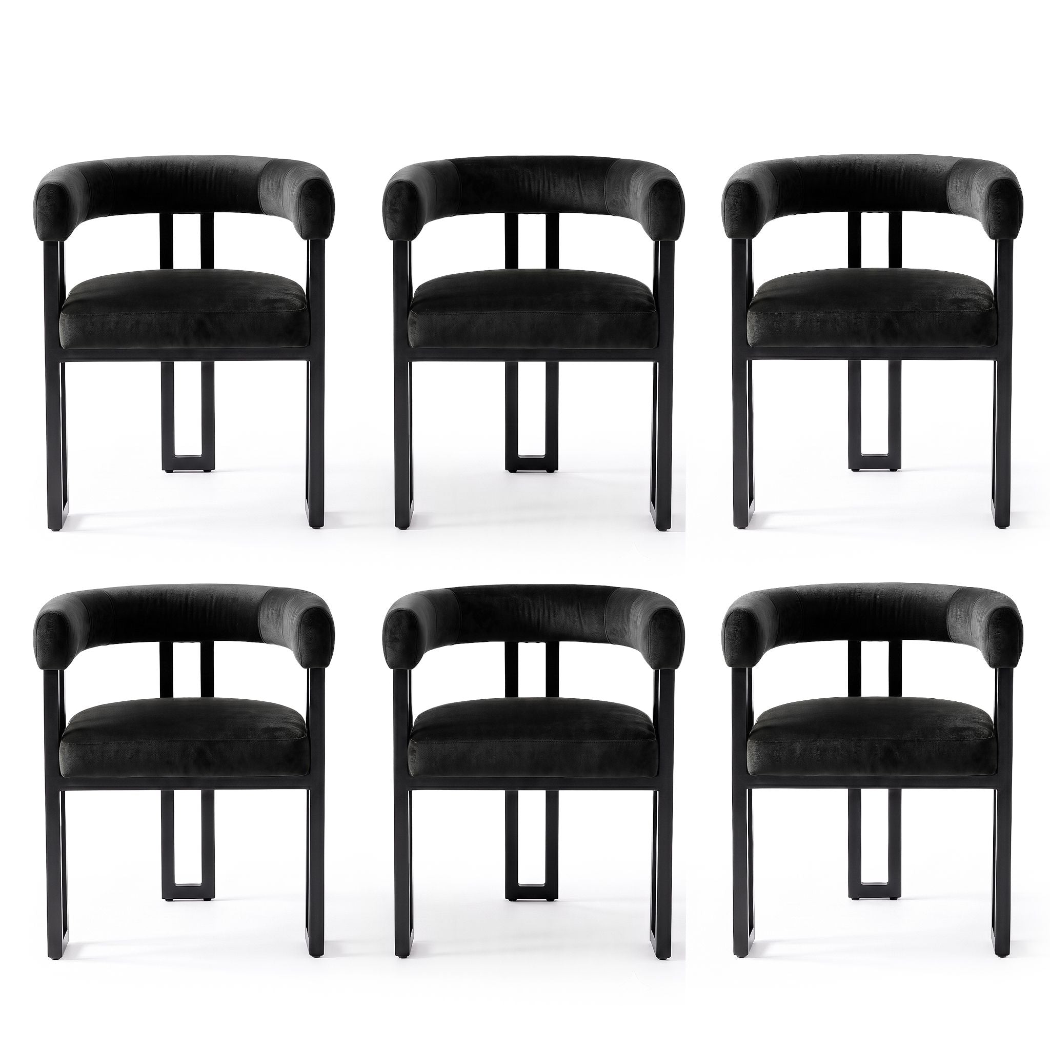 Artiss Dining Chairs Set of 6 Velvet Upholstered Barrel Chairs with Curved