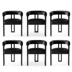 Artiss Dining Chairs Set of 6 Velvet Upholstered Barrel Chairs with Curved