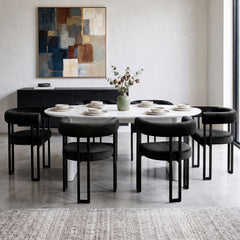 Artiss Dining Chairs Set of 6 Velvet Upholstered Barrel Chairs with Curved