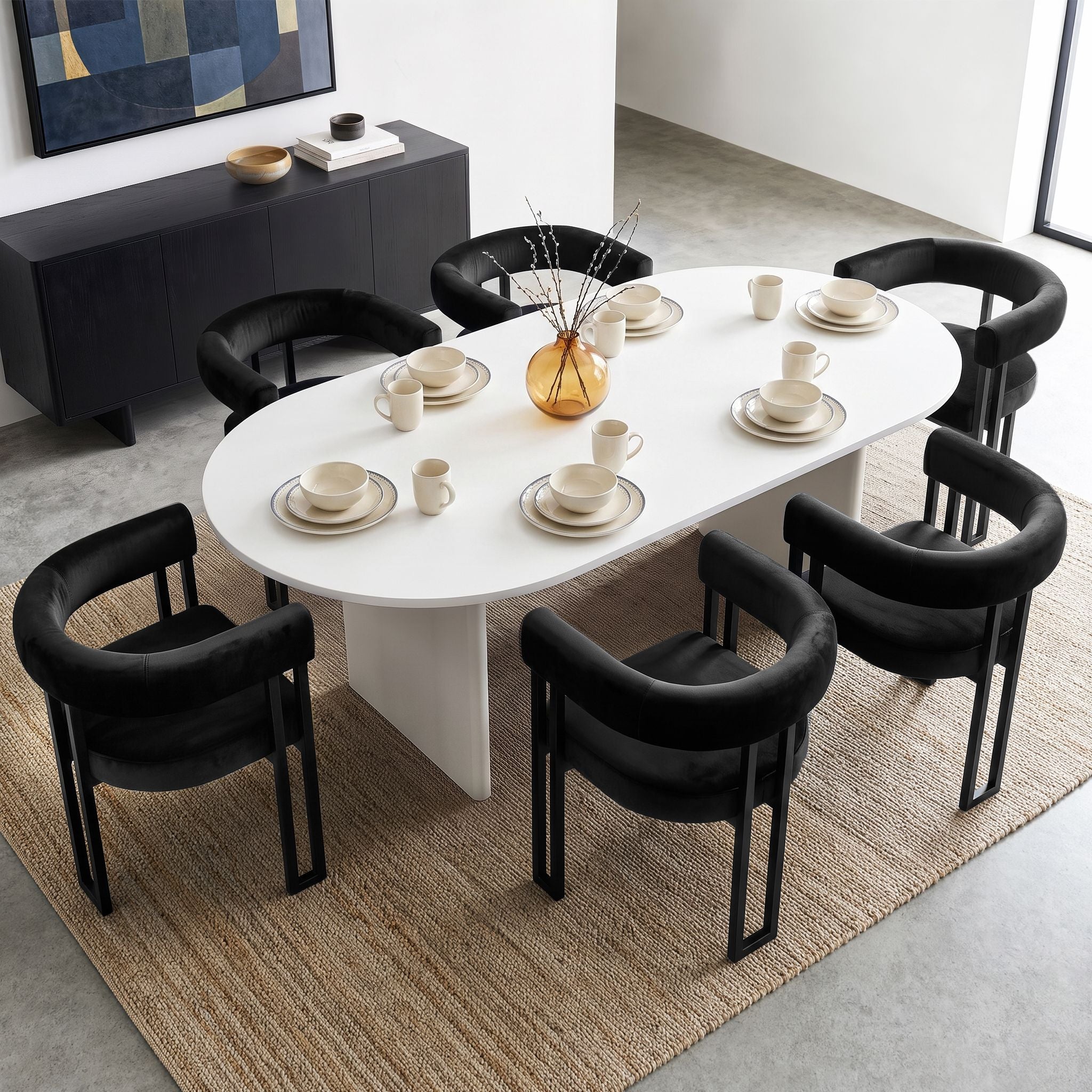 Artiss Dining Chairs Set of 6 Velvet Upholstered Barrel Chairs with Curved