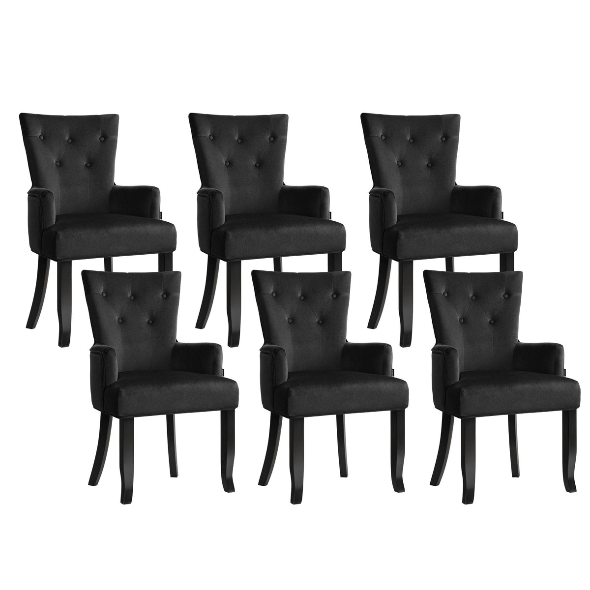 6x Artiss Dining Chairs Velvet French Provincial Armchair Black