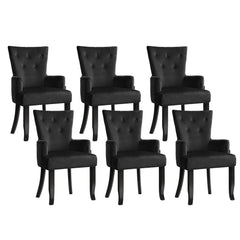 6x Artiss Dining Chairs Velvet French Provincial Armchair Black