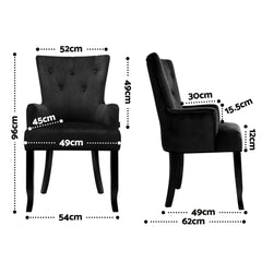 6x Artiss Dining Chairs Velvet French Provincial Armchair Black