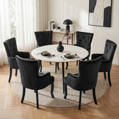 6x Artiss Dining Chairs Velvet French Provincial Armchair Black