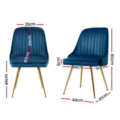 Artiss Dining Chairs Set of 4 Velvet Channel Tufted Blue