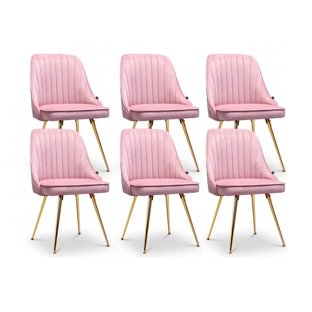 Artiss Dining Chairs Set of 6 Velvet Channel Tufted Pink
