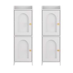 Artiss 2x Bathroom Storage Cabinet 2-Tier Slim Toilet Organizer Adjustable White