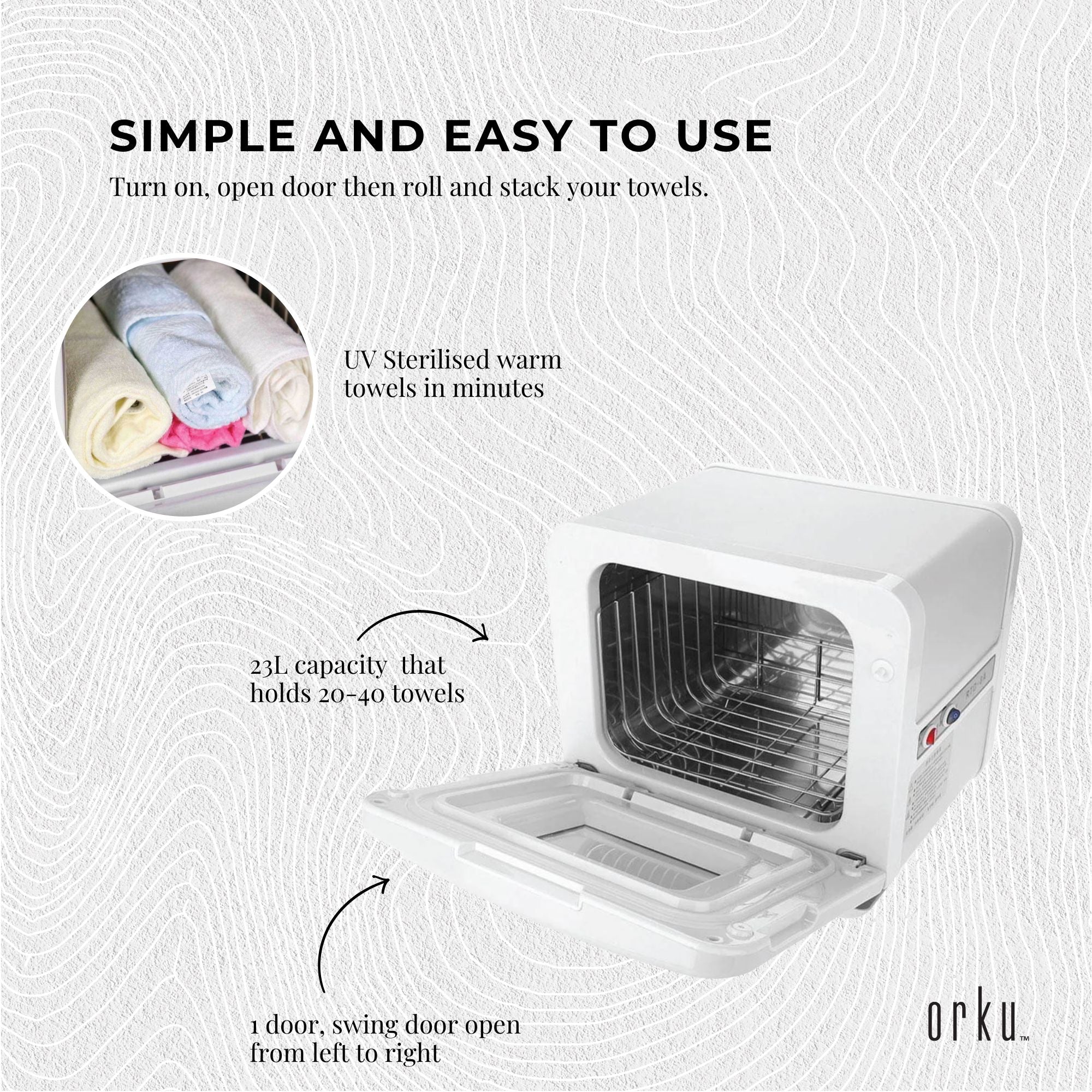 Orku 8L Electric Towel Warmer UV Cabinet Salon Spa White