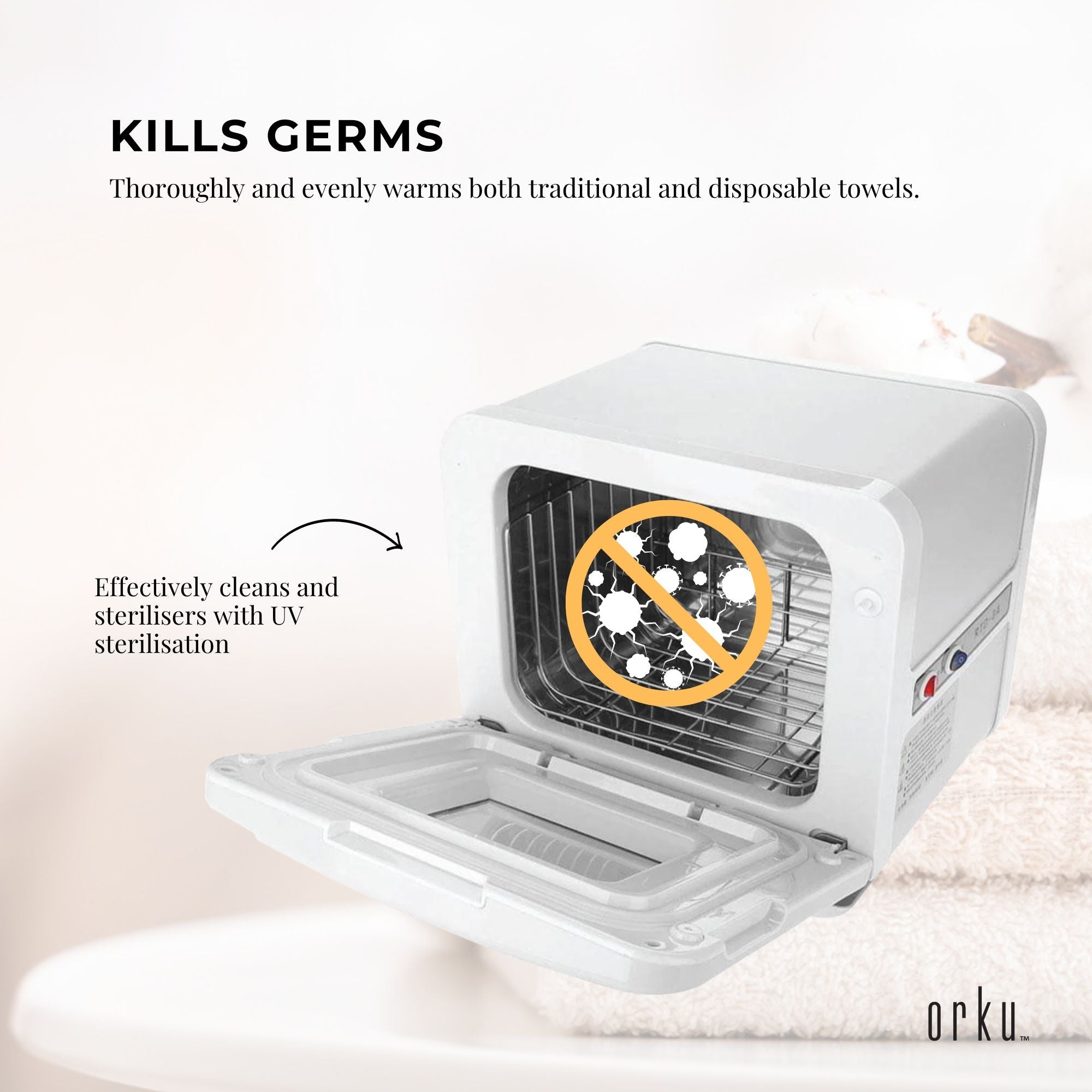 Orku 8L Electric Towel Warmer UV Cabinet Salon Spa White