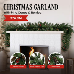 Christabelle 274cm Christmas Garland with Pine Cones & Berries
