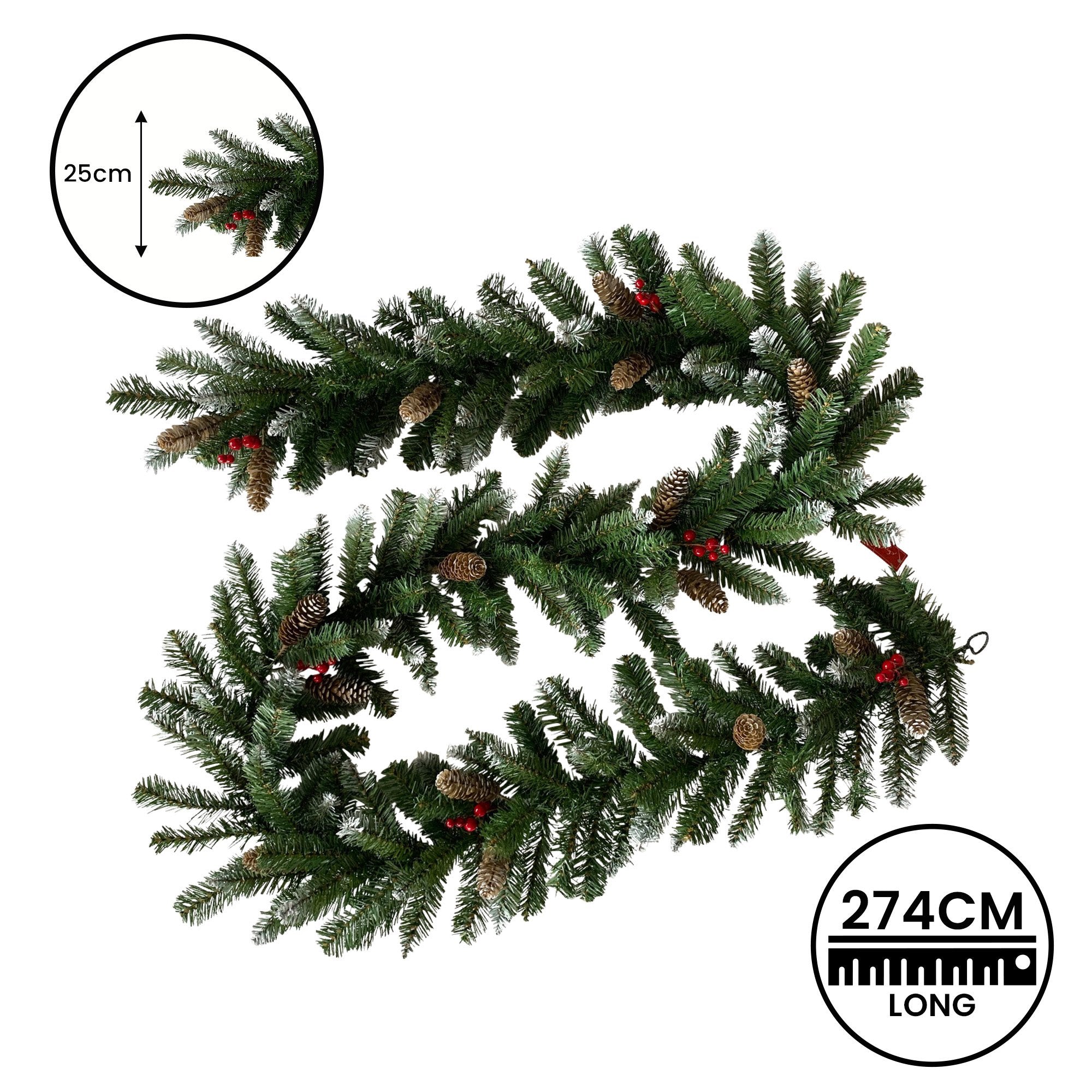 Christabelle 274cm Christmas Garland with Pine Cones & Berries