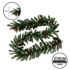 Christabelle 274cm Christmas Garland with Pine Cones & Berries