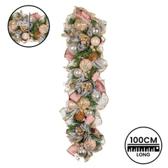 Christabelle 100cm Christmas Garland Lush Green Holiday Door Garland w/Jewelled Baubles & Berries Pre Decorated Festive