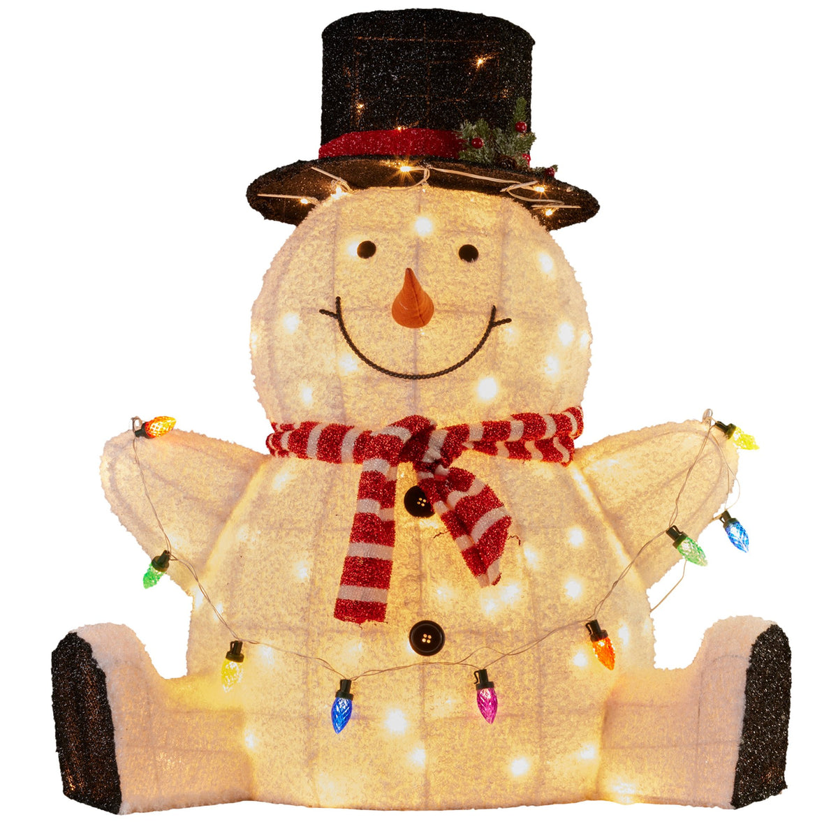 Christabelle 82cm Sitting Snowman Christmas Display with Lights