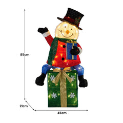 Christabelle 85cm Christmas Snowman On Presents Display with Lights
