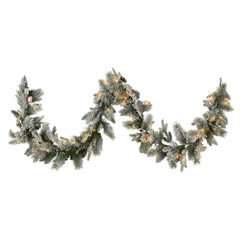 National Tree Company 274cm Pre Lit Snowy Stamford Spruce Battery Operated Christmas Garland w/LED Lights & Timer