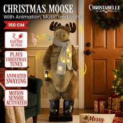 Christabelle 1.5m Musical LED Animated Christmas Moose Decoration Light-Up Lantern Ornament