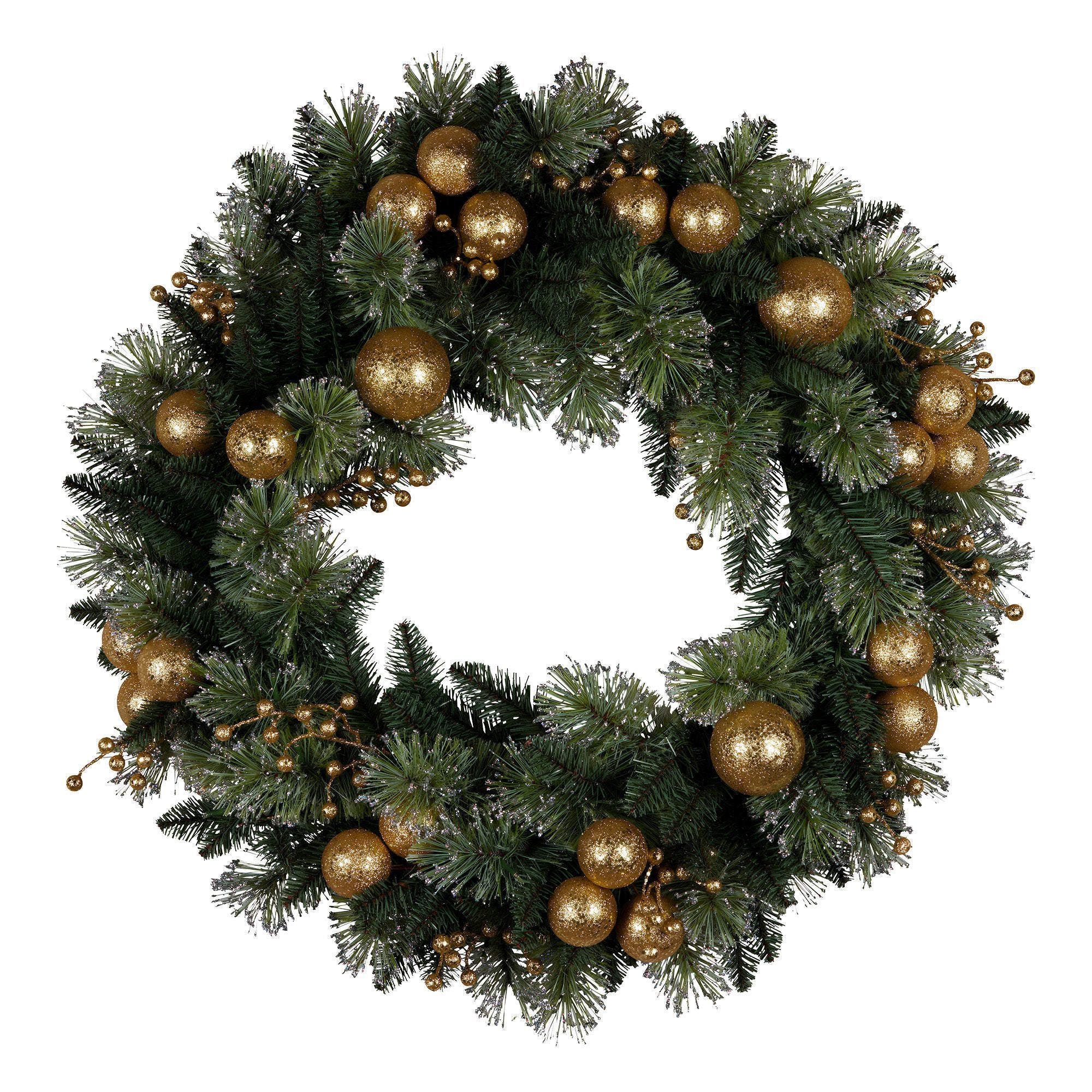 Christabelle 61cm Christmas Wreath Battery-operated Warm White Light Gold Bauble