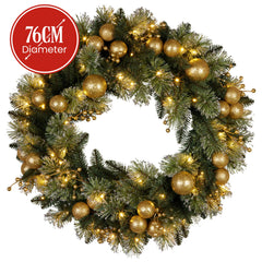 Christabelle 76cm Christmas Wreath Battery-operated Warm White Lights Xmas Decor