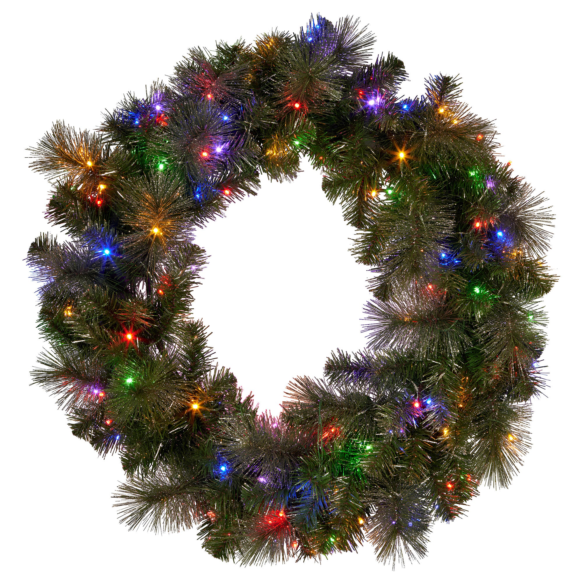 Christabelle 122cm Battery-operated Split Christmas Wreath Glittery Gold Pine