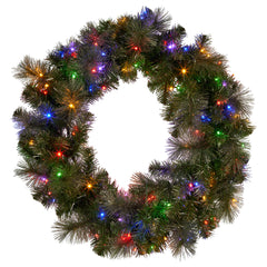 Christabelle 122cm Battery-operated Split Christmas Wreath Glittery Gold Pine