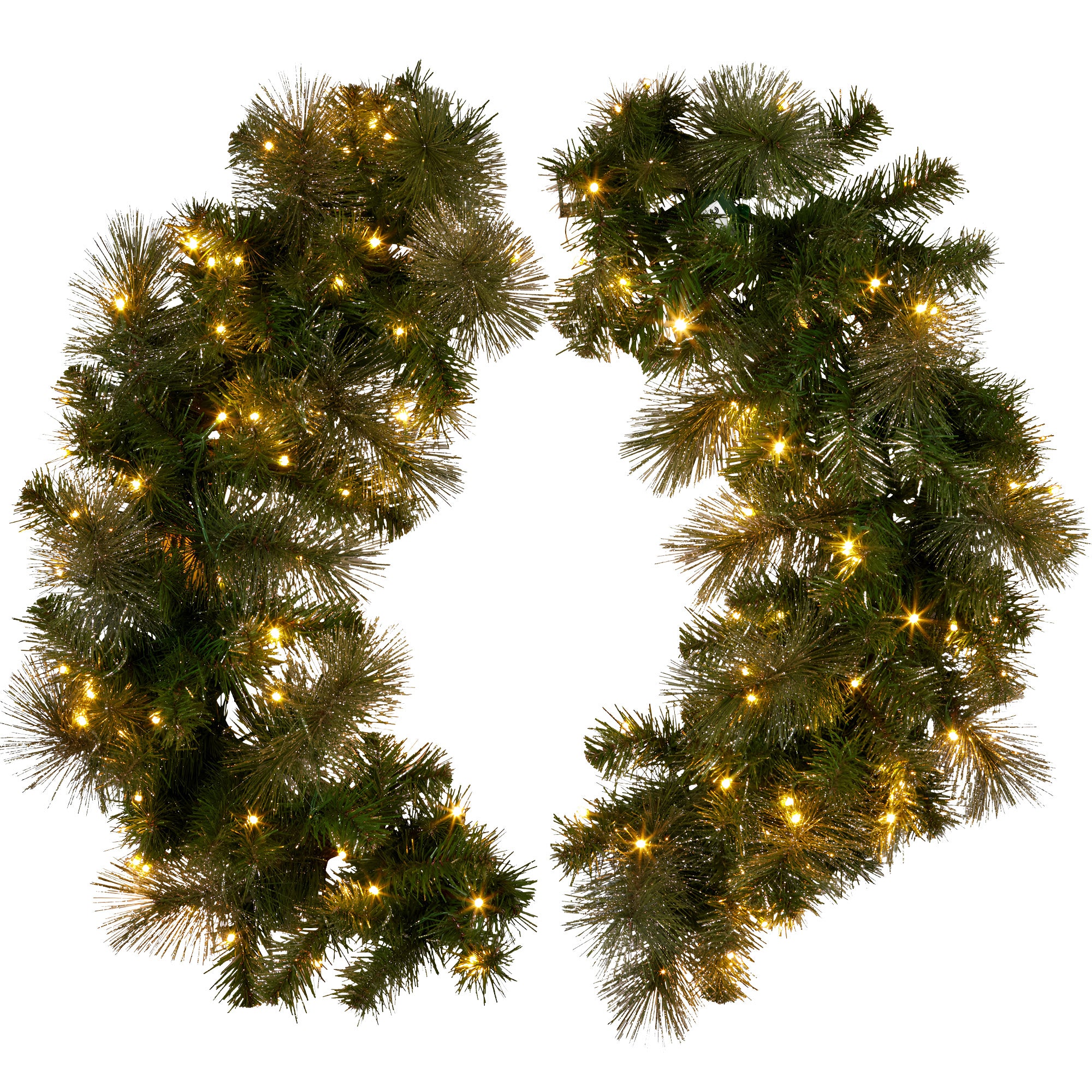 Christabelle 122cm Battery-operated Split Christmas Wreath Glittery Gold Pine