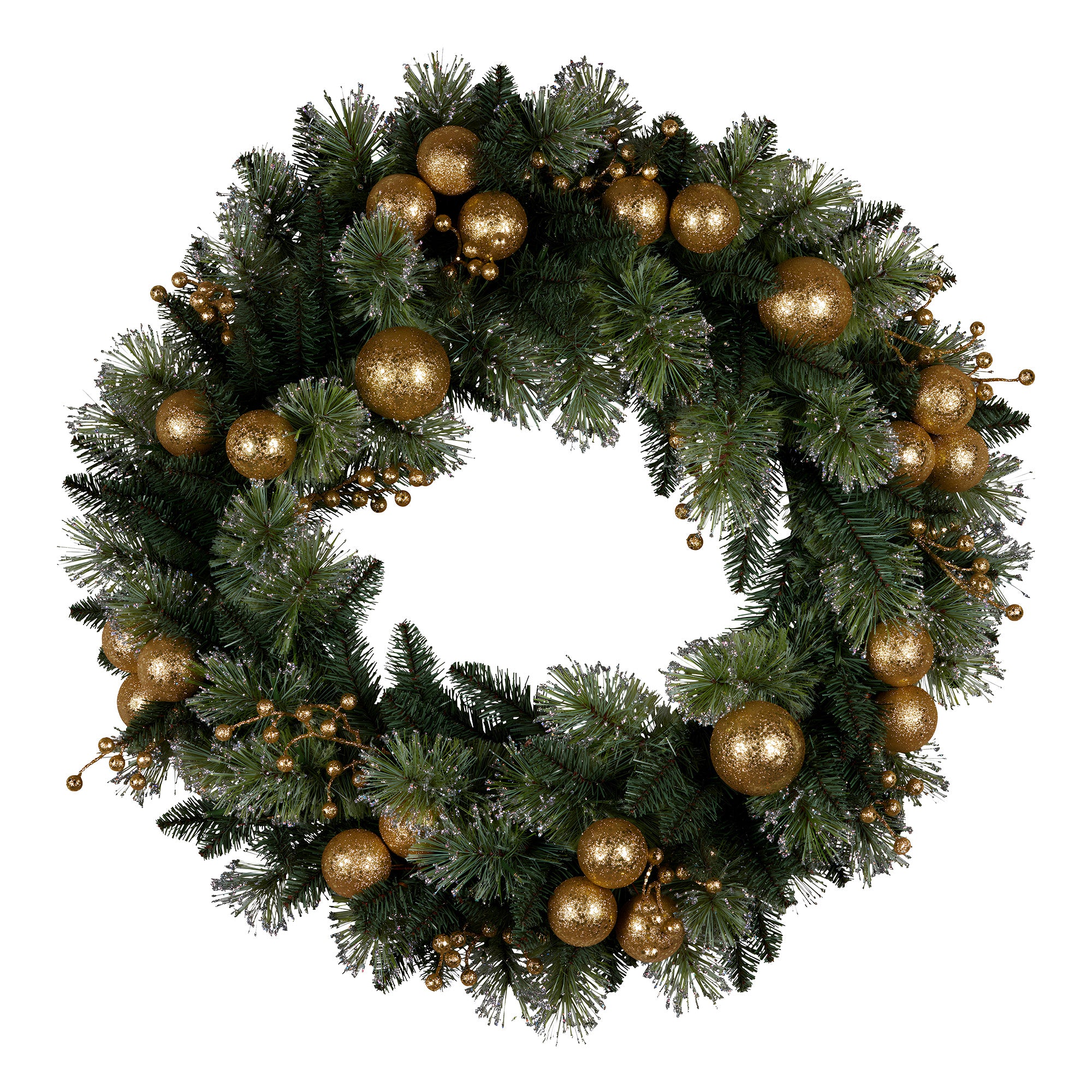 Christabelle 61cm Battery-operated Christmas Wreath Glittery Gold Pine