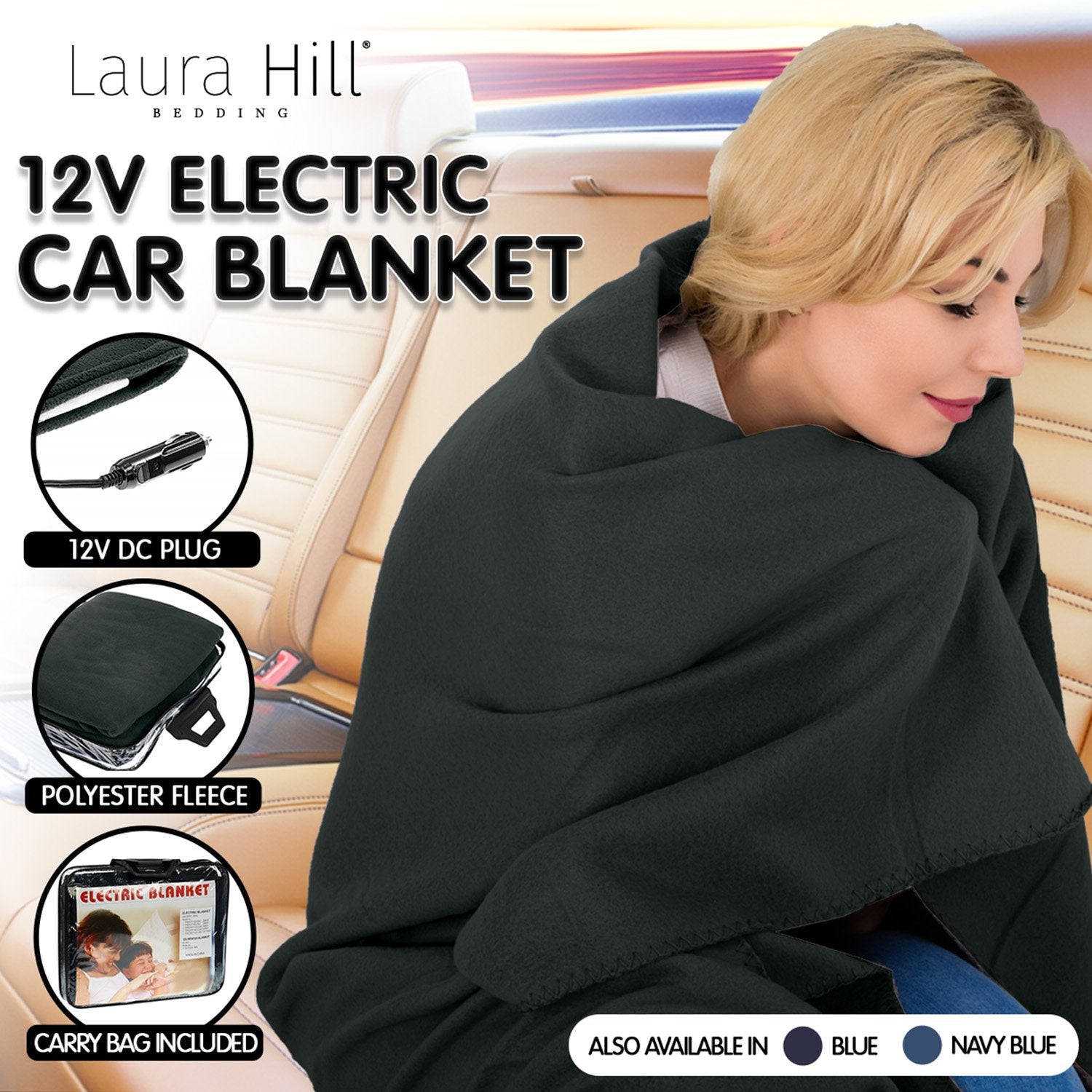 Laura Hill Heated Electric Car Blanket 150x110cm 12v Free Delivery