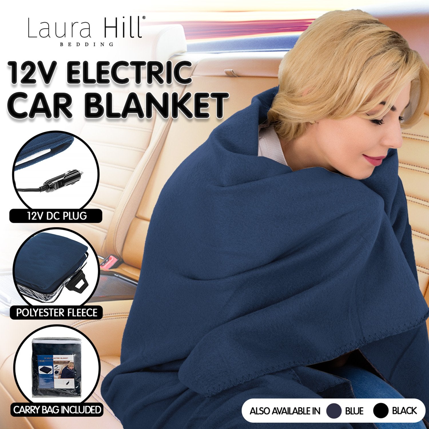Laura Hill Heated Electric Car Blanket 150x110cm 12v Free Delivery