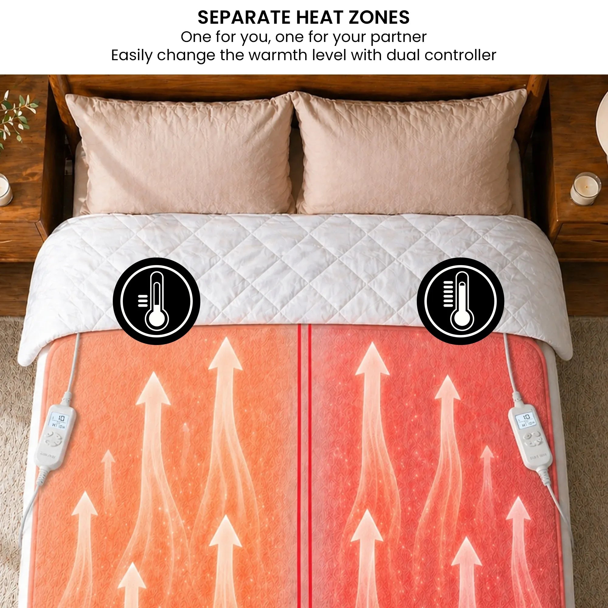 Laura Hill Queen Electric Heated Underlay Blanket Fleecy Fabric with Timer