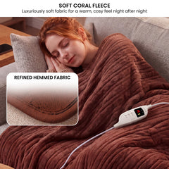 Laura Hill Electric Heated Blanket Throw Soft Coral Fleece w/ 9 Heat Settings