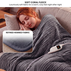 Laura Hill Electric Heated Blanket Throw Soft Coral Fleece w/ 9 Heat Settings