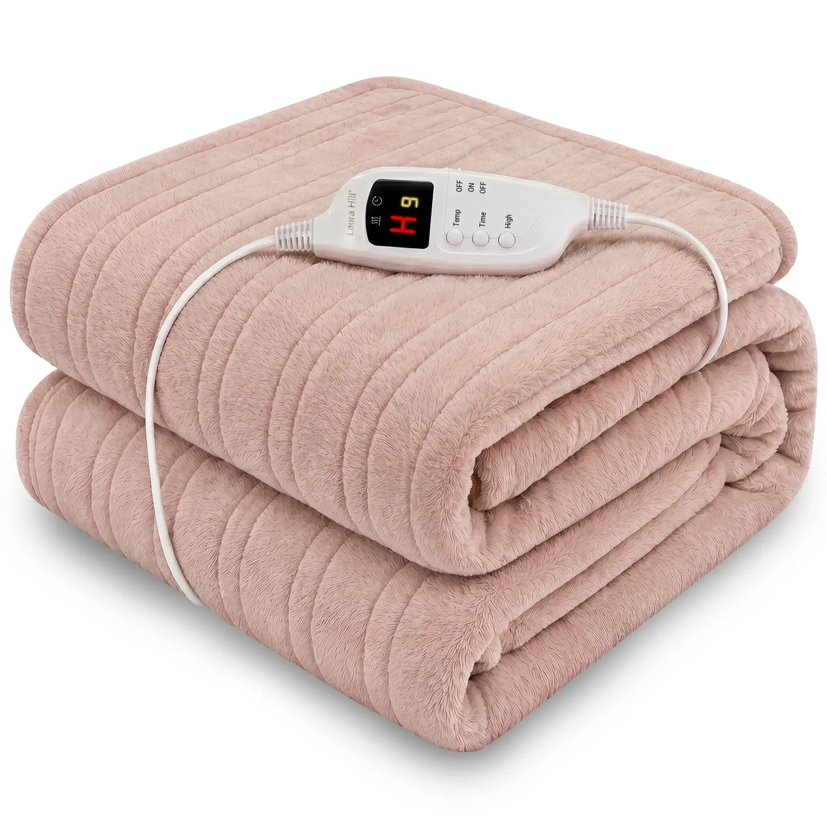 Laura Hill Electric Heated Blanket Throw Soft Coral Fleece w/ 9 Heat Settings