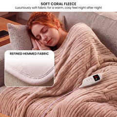 Laura Hill Electric Heated Blanket Throw Soft Coral Fleece w/ 9 Heat Settings