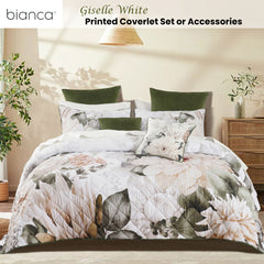 Bianca Giselle White Polyester Printed Floral Coverlet Free Delivery