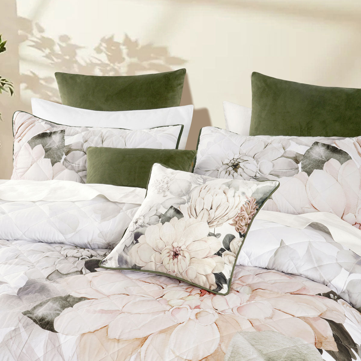 Bianca Giselle White Polyester Printed Floral Coverlet Free Delivery