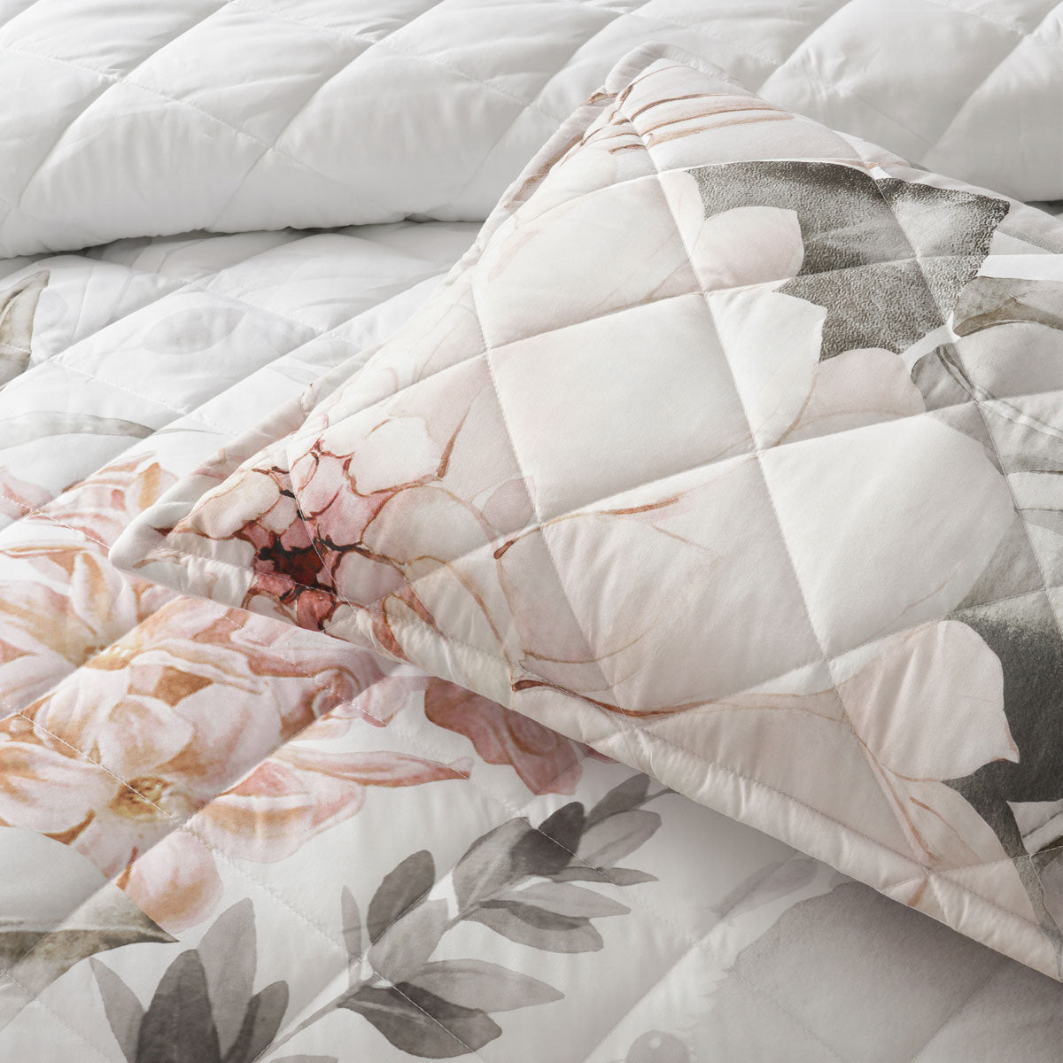 Bianca Giselle White Polyester Printed Floral Coverlet Free Delivery