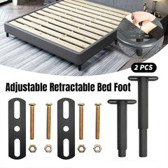 2PCS Bed Legs Adjustable Retractable Heavy Duty Bed Center Frame Support Feet