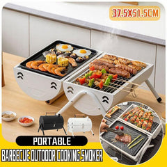 Grillz Charcoal BBQ Portable Grill Camping Barbecue Outdoor Cooking Smoker - Black
