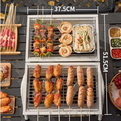 Grillz Charcoal BBQ Portable Grill Camping Barbecue Outdoor Cooking Smoker - Black