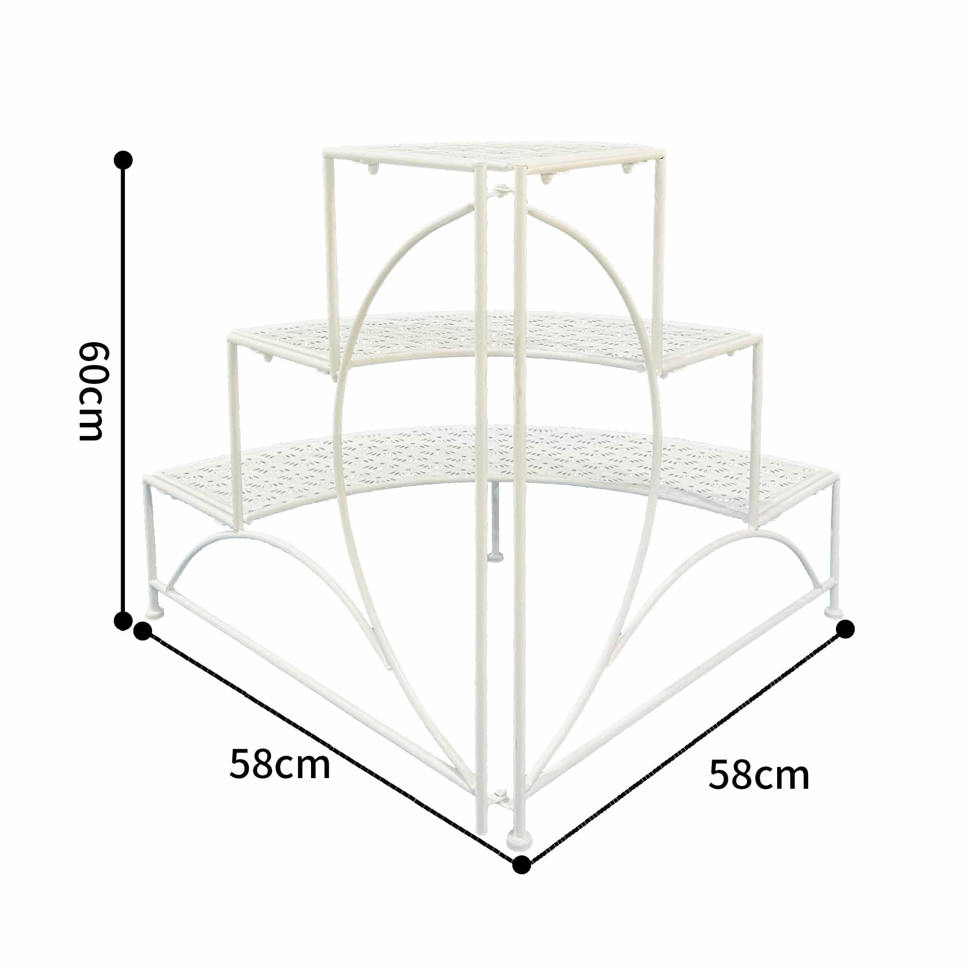 Riviera 3 Tier Round Fronted Corner Potplant Stand 60cm