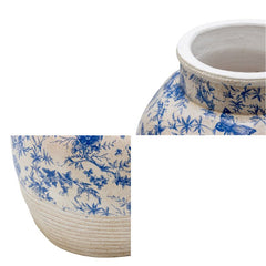 Glazed Blue Stoneware Look Vase 33cm