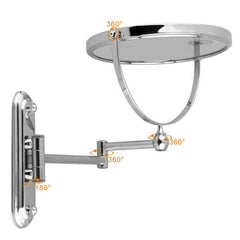 Extendable Wall-Mounted Makeup Mirror with 10× Magnification, Double-Sided - Free Delivery
