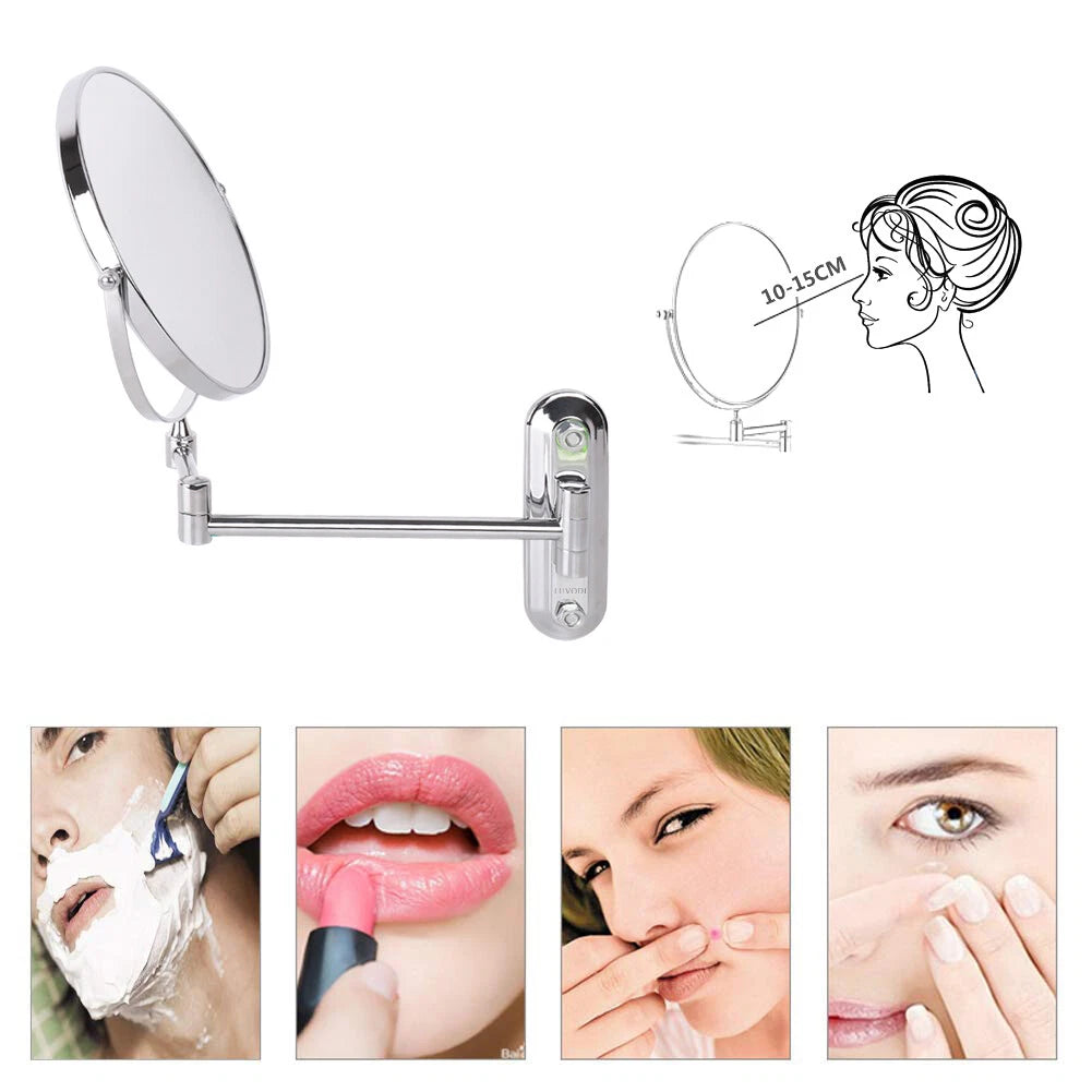 Extendable Wall-Mounted Makeup Mirror with 10× Magnification, Double-Sided - Free Delivery