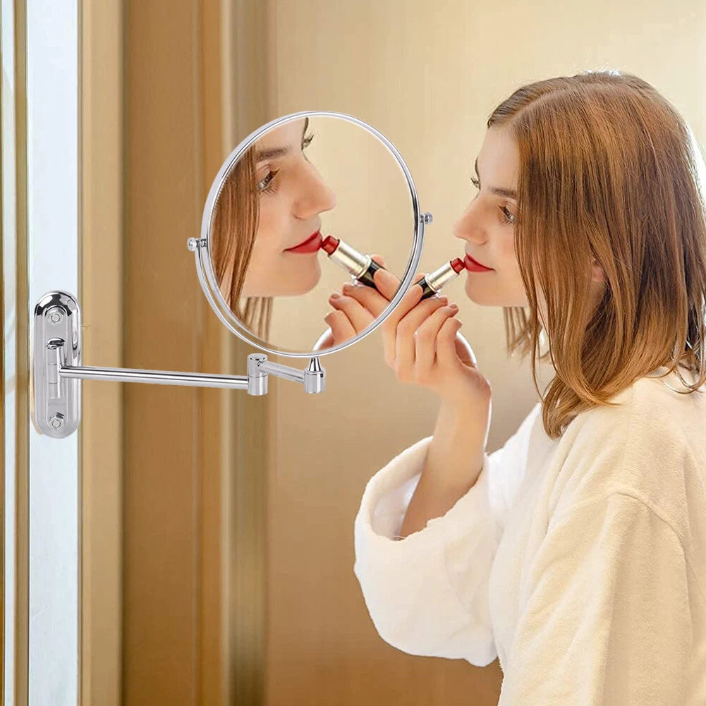 Extendable Wall-Mounted Makeup Mirror with 10× Magnification, Double-Sided - Free Delivery