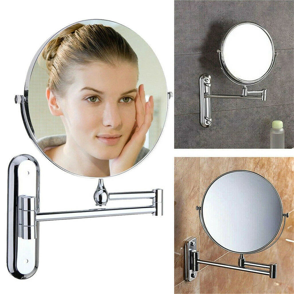 Extendable Wall-Mounted Makeup Mirror with 10× Magnification, Double-Sided - Free Delivery