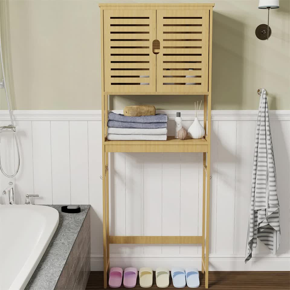 4-Tier Bamboo Bathroom Toilet Storage Rack - Free Delivery
