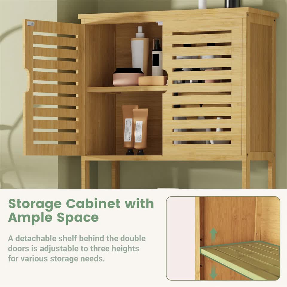 4-Tier Bamboo Bathroom Toilet Storage Rack - Free Delivery